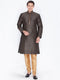 VASTRAMAY Men's Black Color Cotton Silk Blend Kurta and Pyjama Set